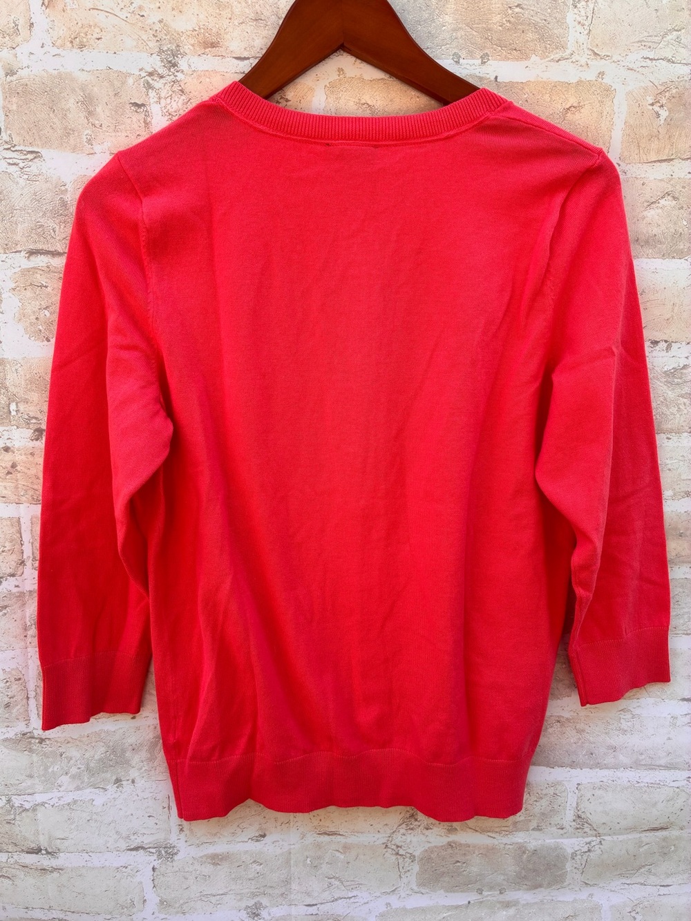 New Talbots Size L Charming cotton Cardigan sweater coral red - Picture 6 of 8